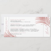 Roos Roze Palm Leaf Boarding Pass Opslaan Datum Ka Aankondiging (Achterkant)