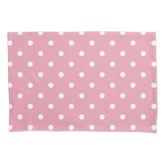 Roos Roze poka Dot Pillowcase Kussensloop (Voorkant)