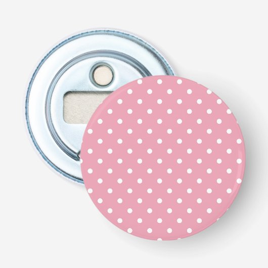 Roos Roze polaire dot flesopening Button Flesopener (Voorkant)