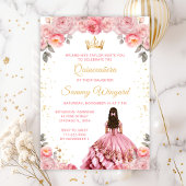 Roos Roze Princess Floral Quinceañera Kaart