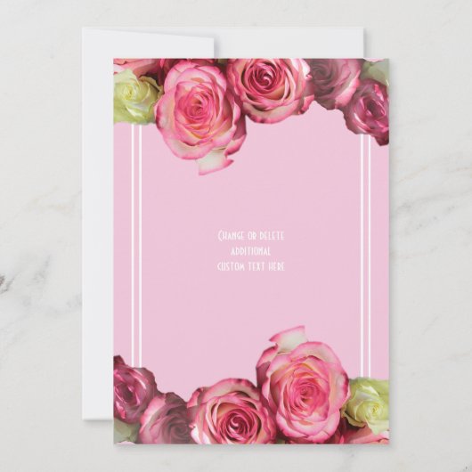 Roos roze rand florale bruiloft kaart (Achterkant)