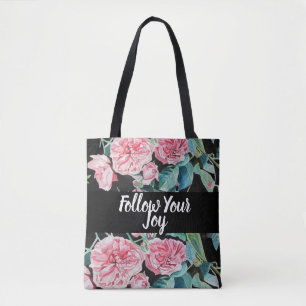 Roos roze rozen bloemen volgen je grap draagtas