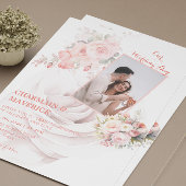 Roos Roze Trouwfoto Kaart