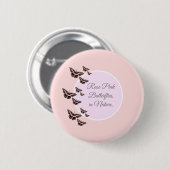 Roos roze vlinders ronde button 5,7 cm (Voorkant /achterkant)