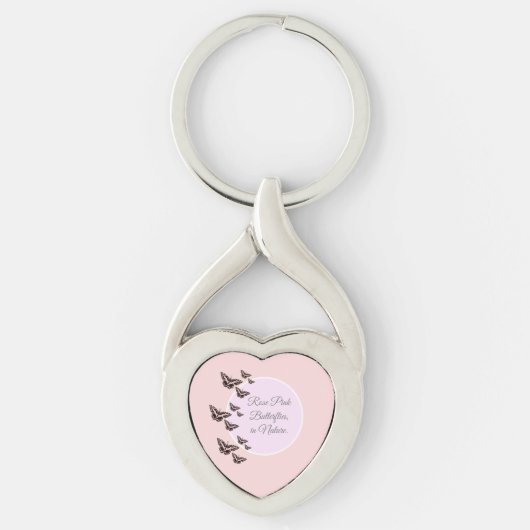 Roos roze vlinders sleutelhanger (Voorkant)