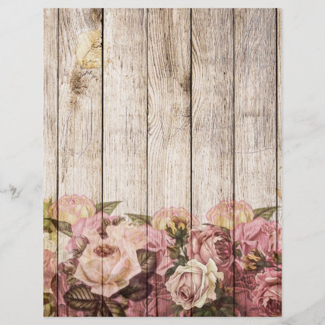 Roos Rustic Wood Scrapbooking Craft Paper (Voorkant)