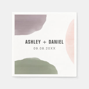 Roos, Sage en Grafieke Moderne Circles Wedding Servet