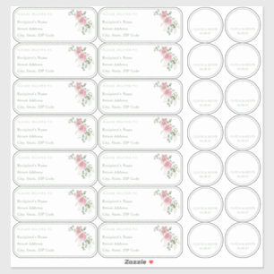 Roos sage groen Individuele naam adres + sticker