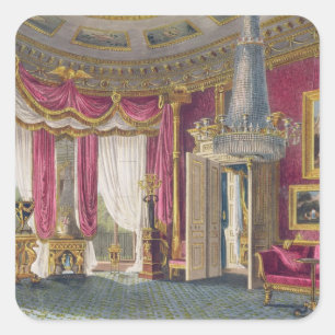 Roos Satin Drawing Room (tweede uitzicht) Doos Hou Vierkante Sticker