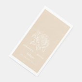 Roos schets gepersonaliseerde trouwfeest/ bruidsfe servet (Hoek)