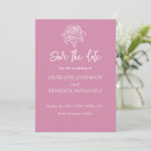 Roos schets minimale bloem bruiloft Save The Date (Staand voorkant)