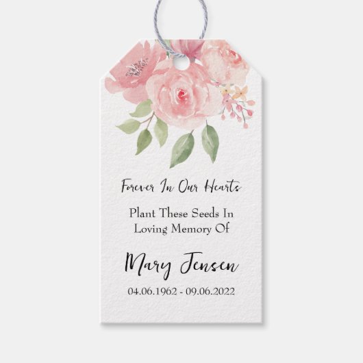 Roos Seed Packet Memorial begrafenis Cadeaulabel (Voorkant)