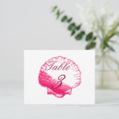 Roos Shells Beach Wedding Table Number Kaarten (Staand voorkant)