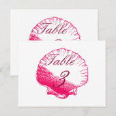 Roos Shells Beach Wedding Table Number Kaarten (Voorkant / Achterkant)