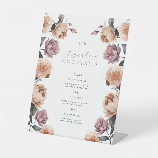  Roos Signature Cocktail Trouwtafel Reclamebord Met Voetstuk (Voorkant)