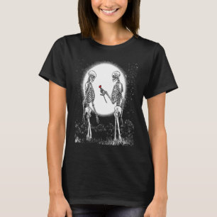 Roos Skelet Handje Rode Rose Flower T-shirt