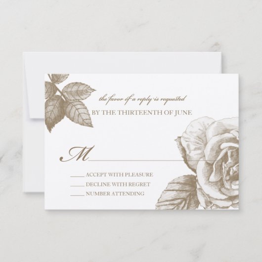 Roos Sketch Reply Kaart in Sepia (Voorkant)