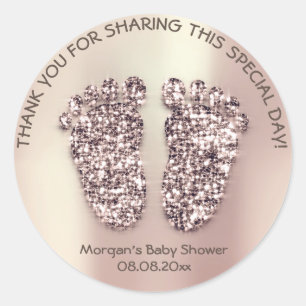 Roos Skinny Glitter Feet Baby shower Favor Dank Ronde Sticker