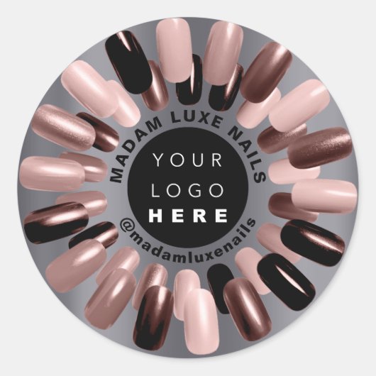 Roos Skinny Nails Stylist Grey Studio Custom Logo Ronde Sticker (Voorkant)
