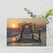 Roos strandstrand na uitnodiging foto bruiloft (Staand voorkant)