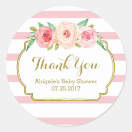 Roos Stripes Pink Floral Baby shower Favor Tags