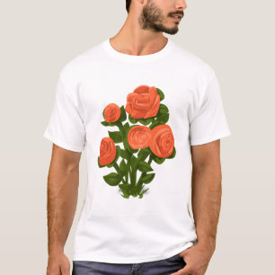 Roos Struik Rozen Oranje bloemen Roos Tuinflora. T-shirt