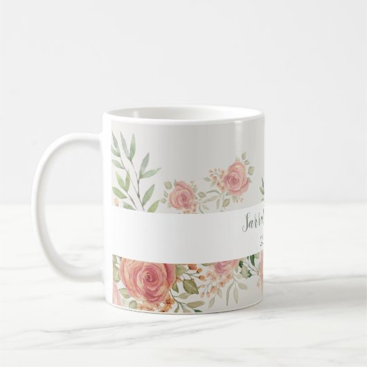 Roos Struik Waterverf Art Monogramed Koffiemok (Links)