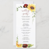 Roos Sunflower Wedding Programme Tall Flat Kaart (Achterkant)