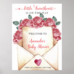 Roos Sweetheart Letter Baby shower Welkom Poster