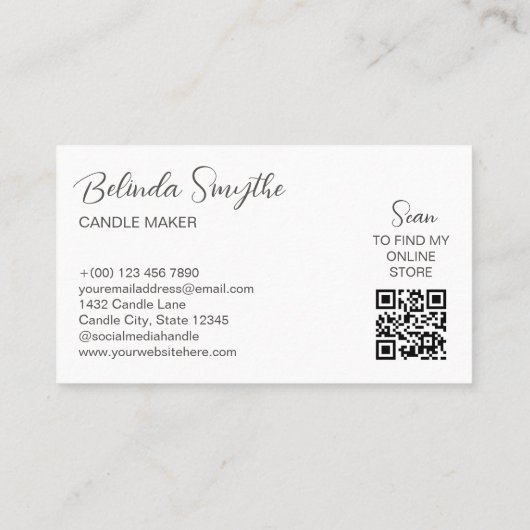 Roos & Tan Scribbled Candles Candle Maker QR Code Visitekaartje (Achterkant)