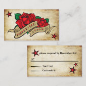 Roos Tattoo aangepaste RSVP Informatiekaartje (Voorkant / Achterkant)