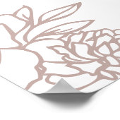 Roos Taupe Calligrafie Bloem Bar Teken Poster (Hoek)