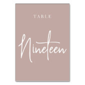 Roos Taupe Hand Scripted Table NINETEEN Kaart (Achterkant)