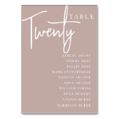 Roos Taupe Hand Scripted Table TWENTY Gast Names Kaart (Voorkant)