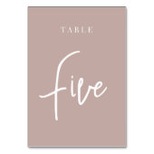 Roos Taupe Hand Scripting Table FIVE Kaart (Voorkant)