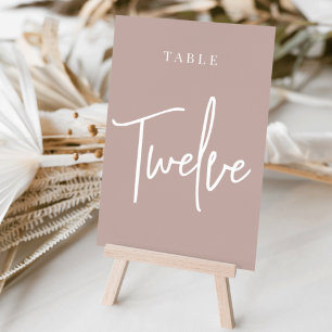 Roos Taupe Hand Scripting Table TWELVE Kaart