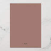 Roos Taupe | Roos Gold Script Wedding Folie Uitnodiging (Achterkant)