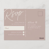 Roos Taupe | Script Watermerk RSVP Briefkaart (Achterkant)
