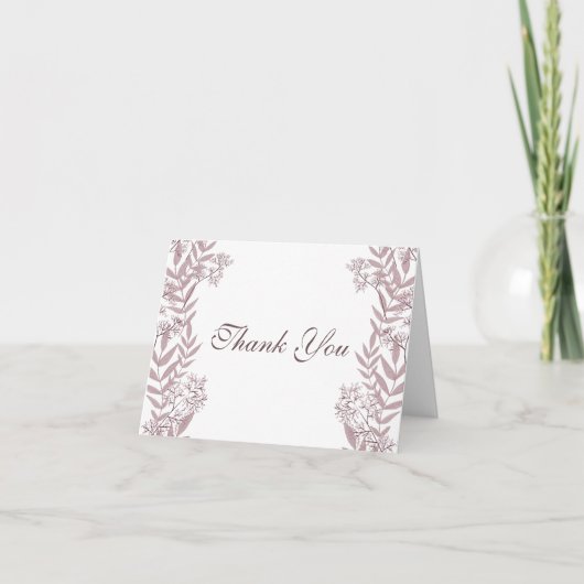 Roos Taupe Wedding  Botanisch Bedankkaart (Voorkant)
