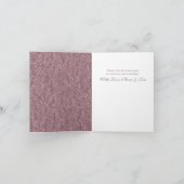 Roos Taupe Wedding  Botanisch Bedankkaart (Binnen)