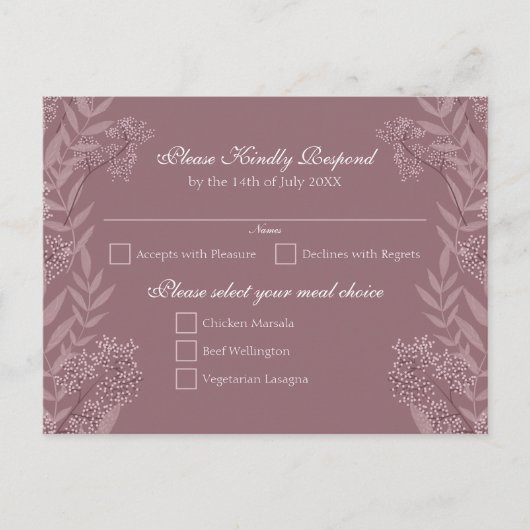 Roos Taupe Wedding Botanisch Feestdagenkaart (Voorkant)