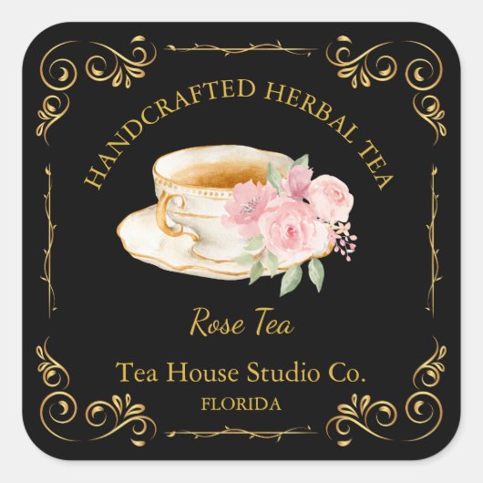  Roos Tea Square Label (Voorkant)