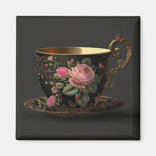 Roos Teacup Magneet (Voorkant)