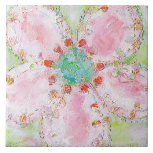 Roos tegel tegeltje (Voorkant)