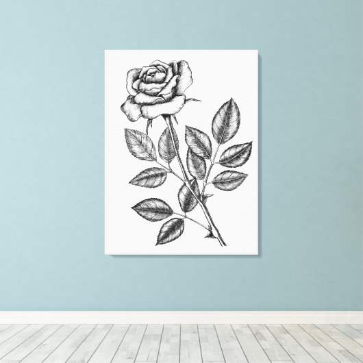 Roos tekening 2 canvas afdruk (Insitu (Houten vloer))