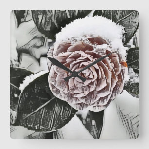 Roos tekening Acrylwandklok met ingesneden kast, b Vierkante Klok