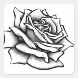 Roos tekening vierkante sticker