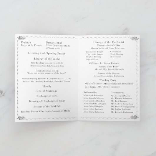 Roos Traditionele Katholieke bruiloft Programma (Binnen)