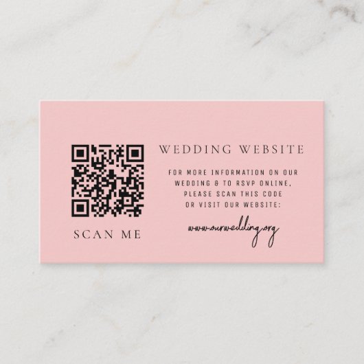 Roos Tropische QR-code RSVP Weddenschap Website Informatiekaartje (Voorkant)