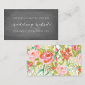 Roos Tuin Bloemen Bruiloft Website Tweezijdig Informatiekaartje (Voorkant / Achterkant)